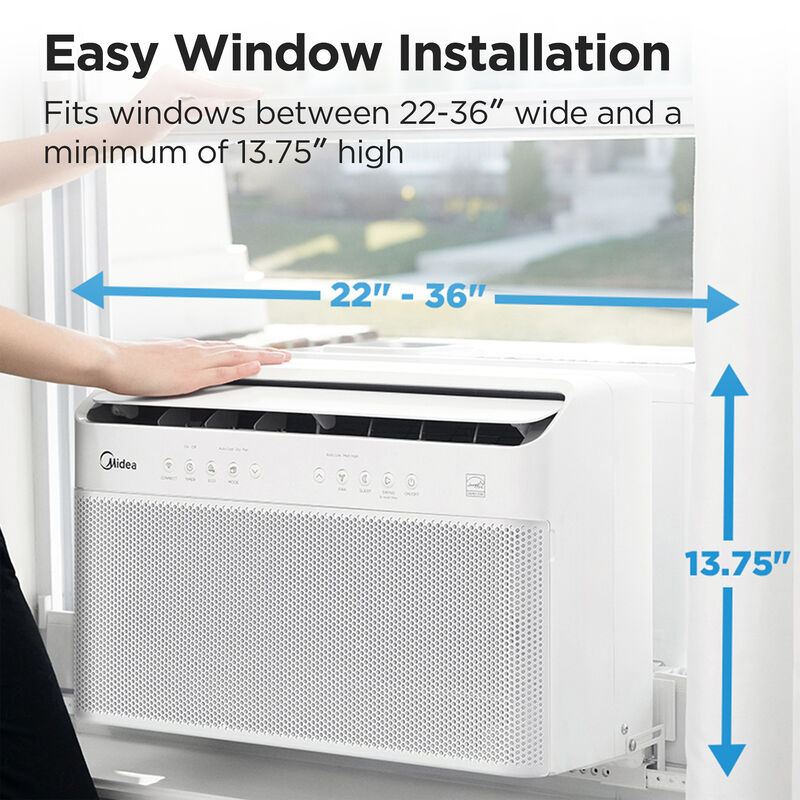 Midea 10,000 BTU 115V U-Shaped Smart Energy Star Window Air Conditioner with Inverter, 3 Fan Speeds, Sleep Mode & Remote Control - White, , hires