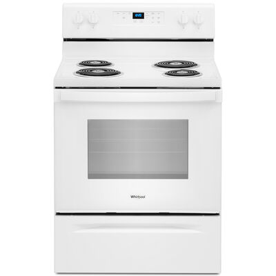 Whirlpool 30" Freestanding Electric Range with 4 Coil Burners, 4.8 Cu. Ft. Single Oven & Storage Drawer - White | WFC315S0JW