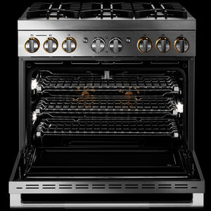 JennAir Rise Series 36 in. 5.1 cu. ft. Smart True European Convection Dual Fuel Range with 6 Sealed Burners - Stainless Steel, , hires