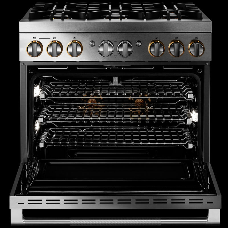 JennAir Rise Series 36 in. 5.1 cu. ft. Smart True European Convection Dual Fuel Range with 6 Sealed Burners - Stainless Steel, , hires