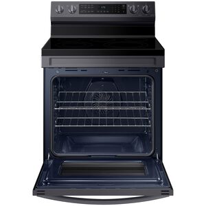Samsung 30 in. 6.3 cu. ft. Smart Air Fry Standard Convection Electric Range with Smoothtop Burners - Fingerprint Resistant Black Stainless Steel, Fingerprint Resistant Black Stainless, hires