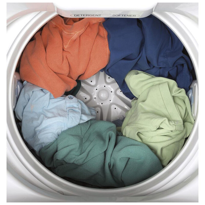 GE Space-Saving 24 in. 2.8 cu. ft. Stationary Washer with Stainless Steel Basket - White, , hires