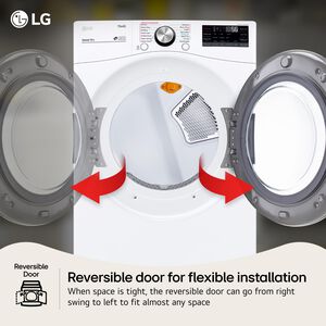 LG 27 in. 7.4 cu. ft. Smart Stackable Round-Door Electric Dryer with Tempered Glass, Built-In Intelligence, Sensor Dry, Turbo Steam, Sanitize & Steam Cycle - White, White, hires