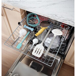 GE 24 in. Top Control Flush-Mount Dishwasher with 47 dBa Sound Level, 3rd-Rack & Dry Boost - Fingerprint Resistant Slate, Slate, hires