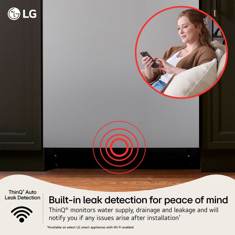 LG 24 in. Top Control Flush-Mount Smart Dishwasher with 42 dBA Sound Level, 3rd-Rack & Dynamic Heat Dry with AutoVent Dry - PrintProof Stainless Steel, , hires