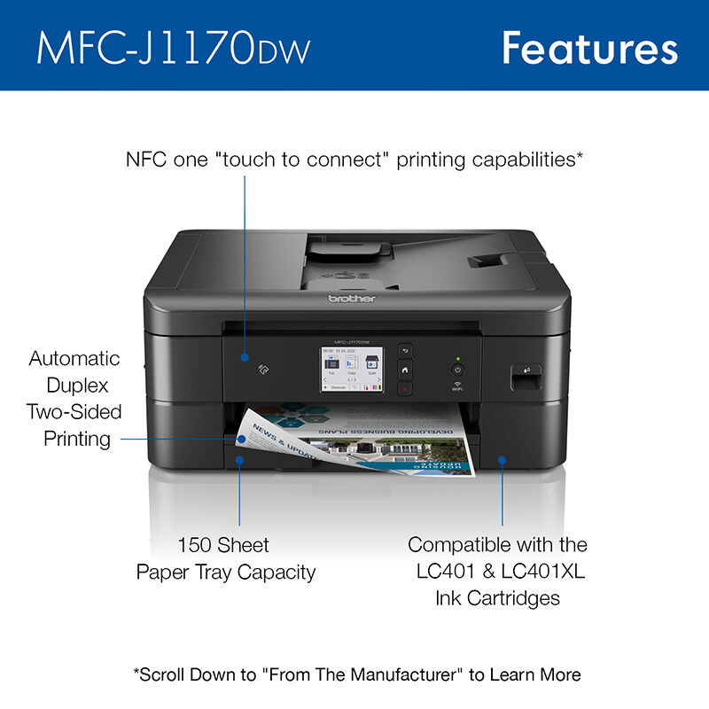 Kader Halve cirkel roekeloos Brother MFC-J1170DW Compact Ink Jet All-in-One Printer | P.C. Richard & Son