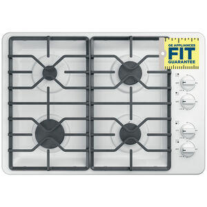 GE 30 in. 4-Burner Natural Gas Cooktop with Simmer Burner & Power Burner - White, White, hires