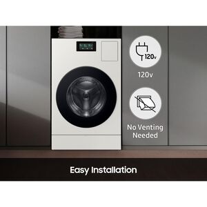 Samsung Bespoke 27 in. 5.3 cu. ft. Smart Electric Front Load Ventless All-in-One AI Combo with Heat Pump, Sanitize & Steam Cycle- Ivory, Ivory, hires