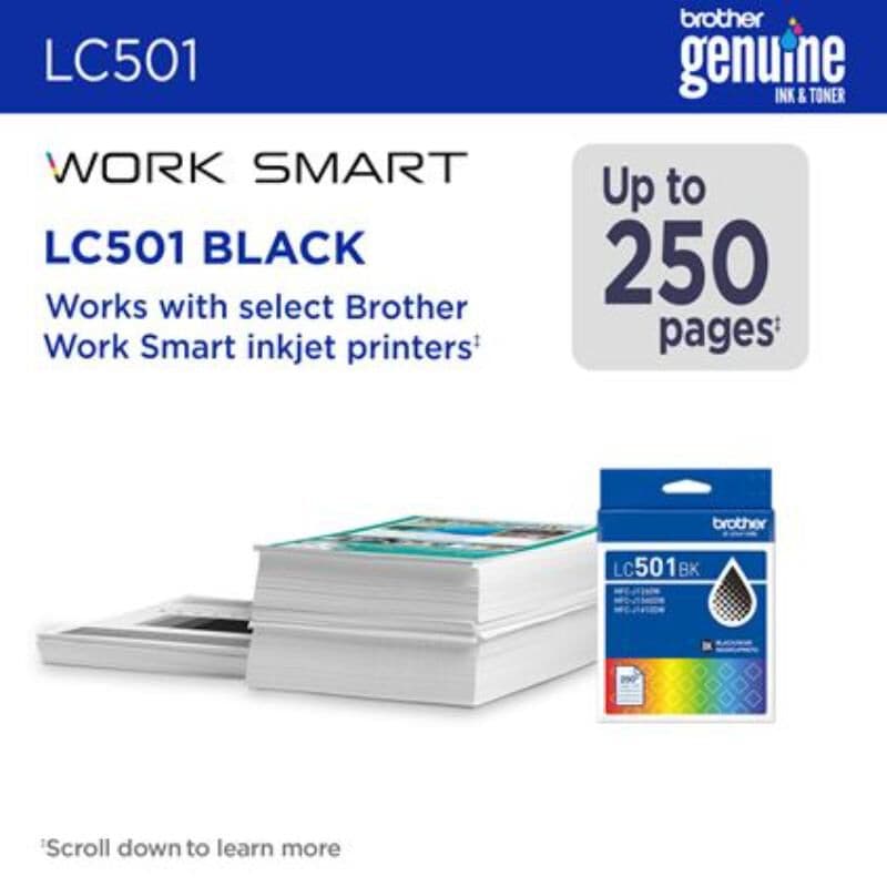 Brother Genuine LC501BK Standard Yield Black Ink Cartridge, , hires