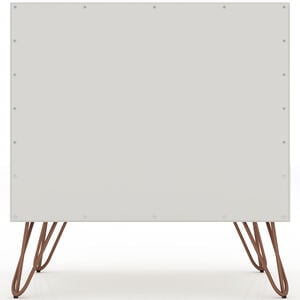 Manhattan Comfort Rockefeller Mid-Century Modern 2-Drawer Nightstand Off White/Natural, White, hires