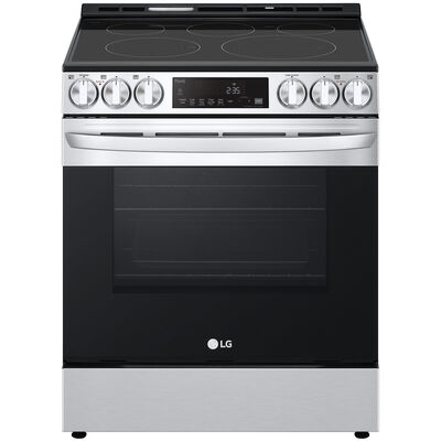 LG 30 in. 6.3 cu. ft. Smart Air Fry True European Convection Slide-In Electric Range with Radiant Burners - PrintProof Stainless Steel | LSEL6333F