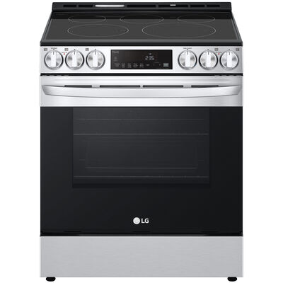 LG 30 in. 6.3 cu. ft. Smart Air Fry Convection Oven Slide-In Electric Range with 5 Smoothtop Burners - PrintProof Stainless Steel | LSEL6333F