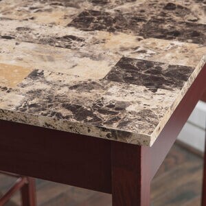 Asher 42" Three Piece Tavern Set With Faux Marble Top - Espresso, , hires