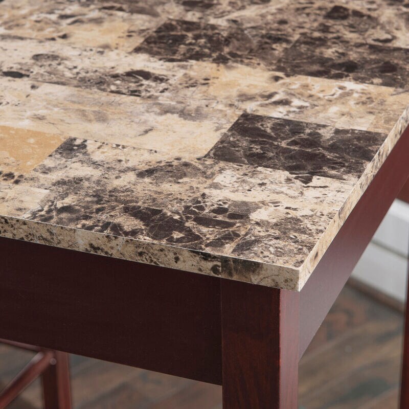 Asher 42" Three Piece Tavern Set With Faux Marble Top - Espresso, , hires