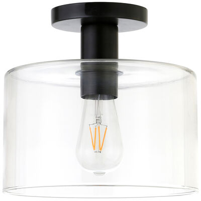 Hudson & Canal Henri 10 in. Semi Flush Mount Ceiling Light with Clear Glass Shade - Matte Black | SF0808