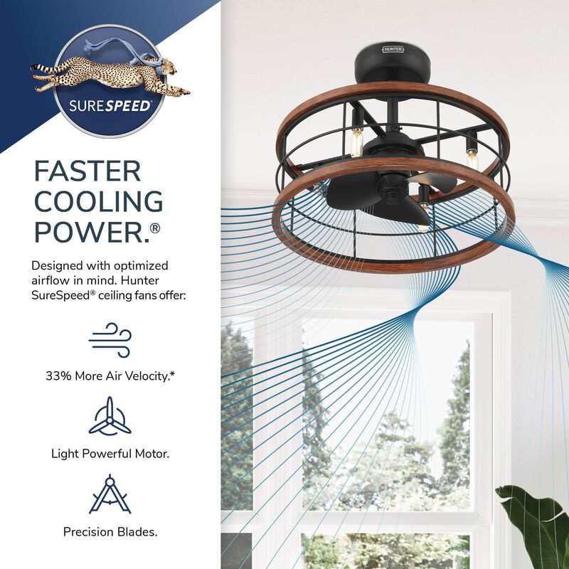 Hunter Bridgette Fandelier 22 in. Ceiling Fan with Light Kit and Handheld Remote - Matte Black/Walnut, , hires