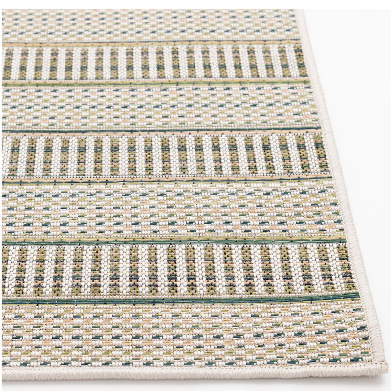 Natco Colourscape Collection Outdoor Area Rug Medilina 5'3"x7'3" - Green/Ecru, , hires