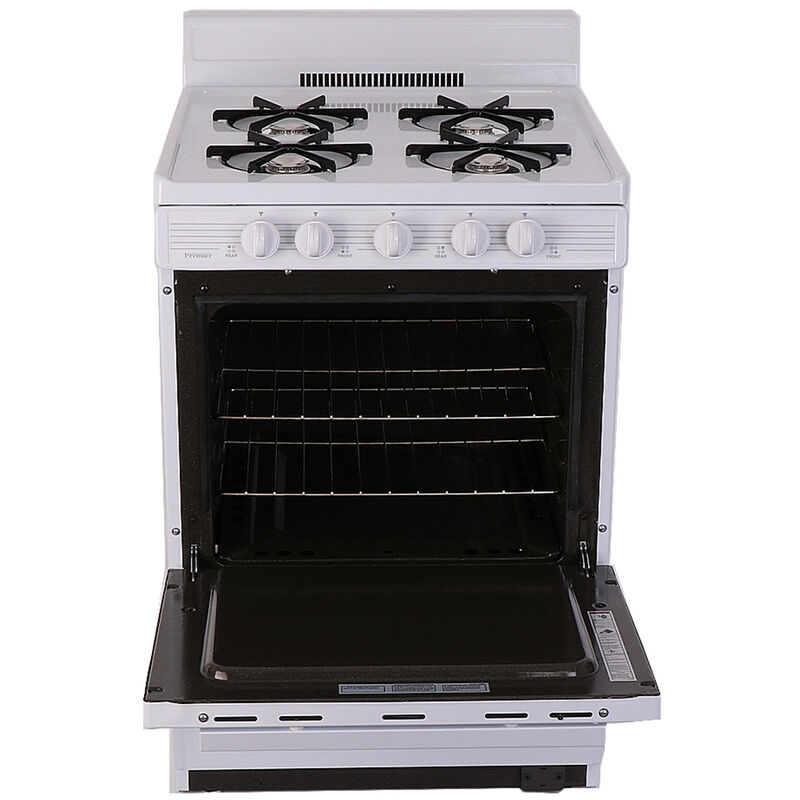Premier 24 in. 2.9 cu. ft. Oven Freestanding Gas Range with 4 Open Burners - White, , hires