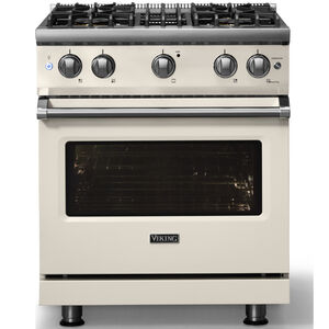 Viking 5 Series 30 in. 4.0 cu. ft. Standard Convection Gas Range with 4 Sealed Burners - Pure White - Liquid Propane Gas, Polished Chrome Trim Option, , hires