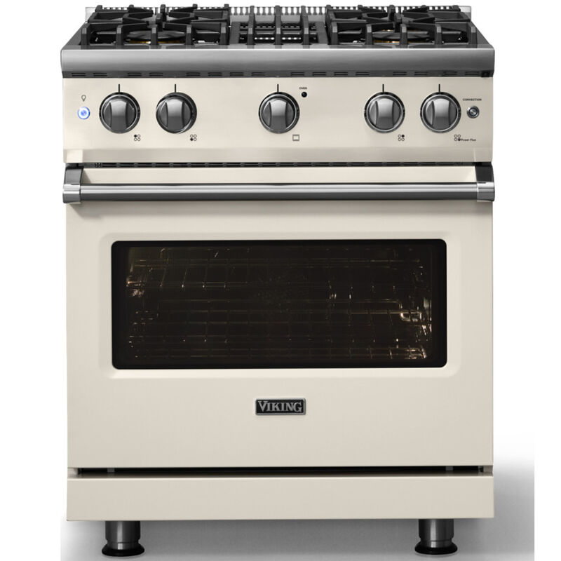 Viking 5 Series 30 in. 4.0 cu. ft. Standard Convection Gas Range with 4 Sealed Burners - Pure White - Liquid Propane Gas, Polished Chrome Trim Option, , hires