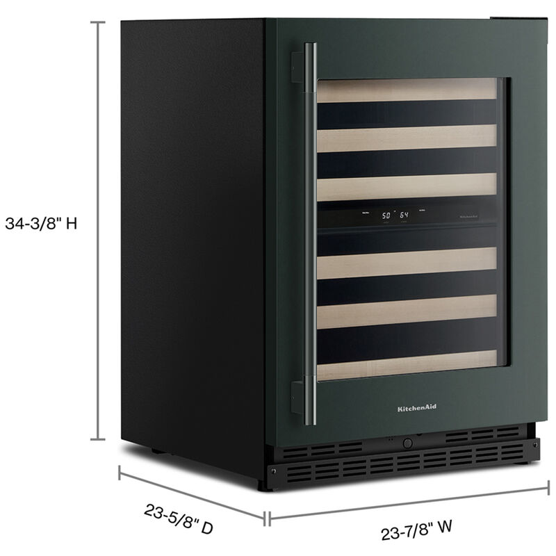 KitchenAid 24 in. Undercounter Right Hinged Wine Cooler with Wood Racks, Dual Temperature Zone(s) & 46-Bottle Capacity - Juniper, , hires