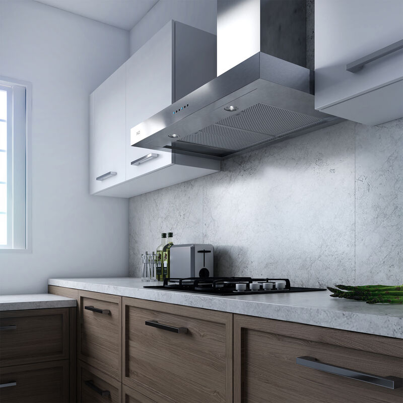 XO 30 in. Convertible Chimney Style Range Hood with 600 CFM, 3 Fan Speeds & 2 LED Lights - Stainless Steel, , hires