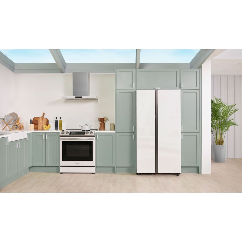 Samsung Bespoke 36 in. 28.0 cu. ft. Smart Side-by-Side Refrigerator with Internal Water Dispenser - White Glass, White Glass, hires