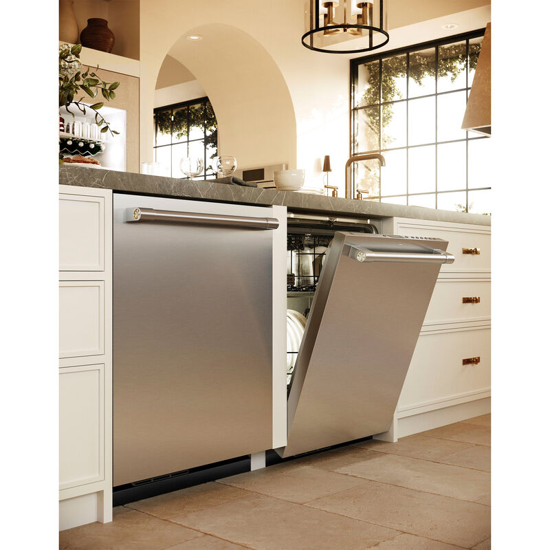 Monogram 24 in. Top Control Flush-Mount Smart Dishwasher with 39 dBa Sound Level, 3rd-Rack & Max Dry system - Stainless Steel, , hires