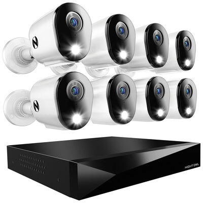 Night Owl - 12 Channel 8 Camera Wired 2K 1TB DVR Security System with 2-way Audio - White | FTD4-81-8L