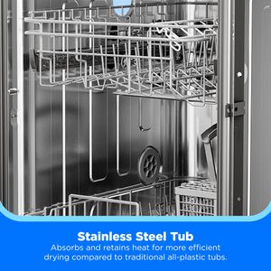 Midea 18 in. Front Control Dishwasher with 52 dBA Sound Level & Pocket Handle - White, , hires