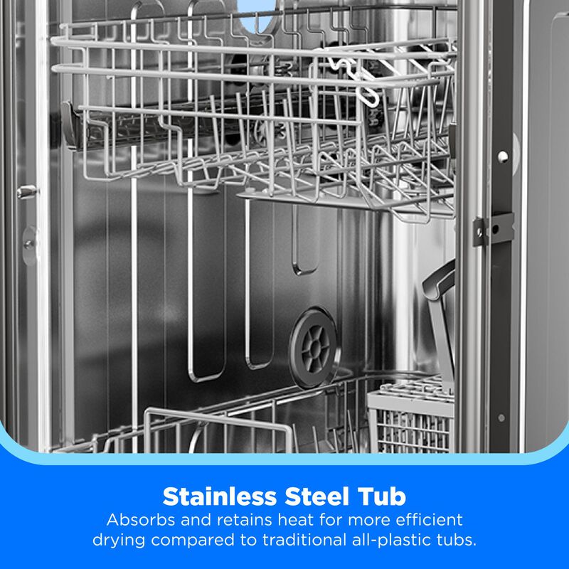 Midea 18 in. Front Control Dishwasher with 52 dBA Sound Level & Pocket Handle - White, , hires