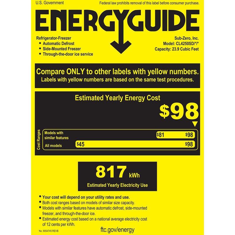 Sub-Zero Classic 42 in. 23.9 cu. ft. Built-In Smart Counter Depth Side-by-Side Refrigerator with Ice & Water Dispenser - Custom Panel Ready, , hires
