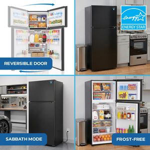 Avanti 28 in. 14.6 cu. ft. Counter Depth Garage-Ready Top Freezer Refrigerator - Black, Black, hires