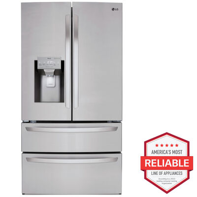 LG 36 in. 27.8 cu. ft. Smart 4-Door French Door Refrigerator with External Ice & Water Dispenser - PrintProof Stainless Steel | LMXS28626S