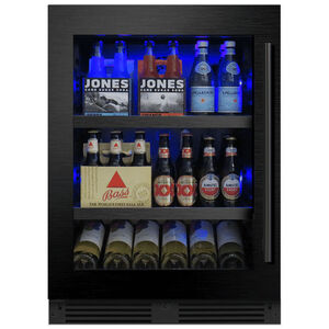 XO 24 in. Built-In/Freestanding 5.7 cu. ft. Compact Beverage Center with Adjustable Shelves & Digital Control - Black Stainless Steel, , hires