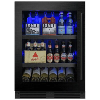 XO 24 in. Built-In/Freestanding 5.7 cu. ft. Compact Beverage Center with Adjustable Shelves & Digital Control - Black Stainless Steel | XOU24BCGBSL