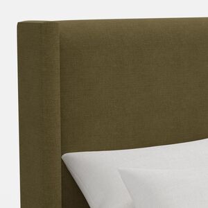 Skyline Furniture Linen Fabric Upholstered King Size Wingback Bed - Olive, , hires