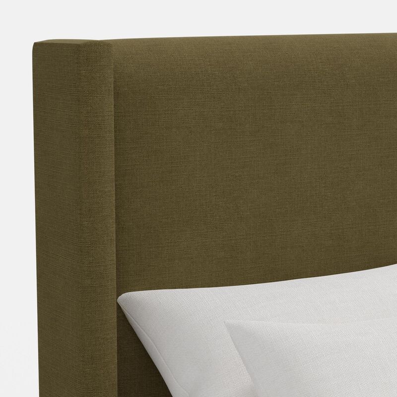 Skyline Furniture Linen Fabric Upholstered King Size Wingback Bed - Olive, , hires