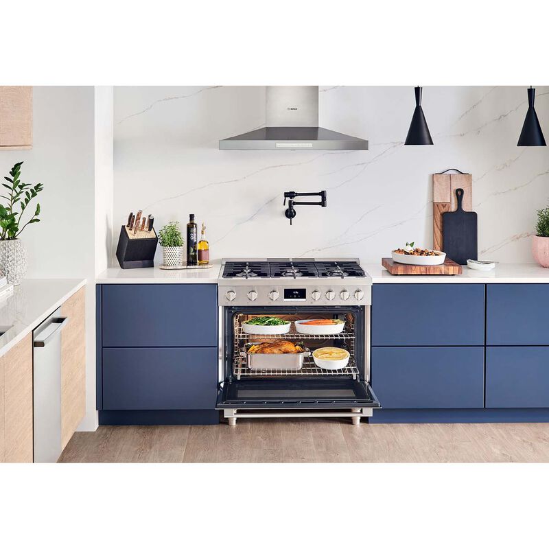 Bosch 500 Series 36 in. Smart Convertible Chimney Style Range Hood with 600 CFM, 4 Fan Speeds & 2 LED Lights - Stainless Steel, , hires