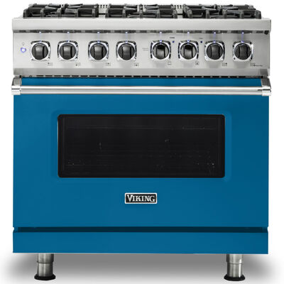 Viking 36 in. 5.6 cu. ft. Smart Convection Oven Freestanding LP Dual Fuel Range with 6 Sealed Burners - Alluvial Blue | VDR5366BABLP