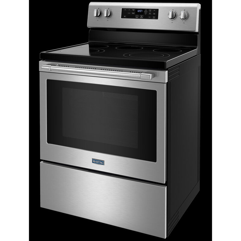 Maytag 30 in. 5.3 cu. ft. Air Fry Standard Convection Electric Range with Radiant Burners - Fingerprint Resistant Stainless, , hires