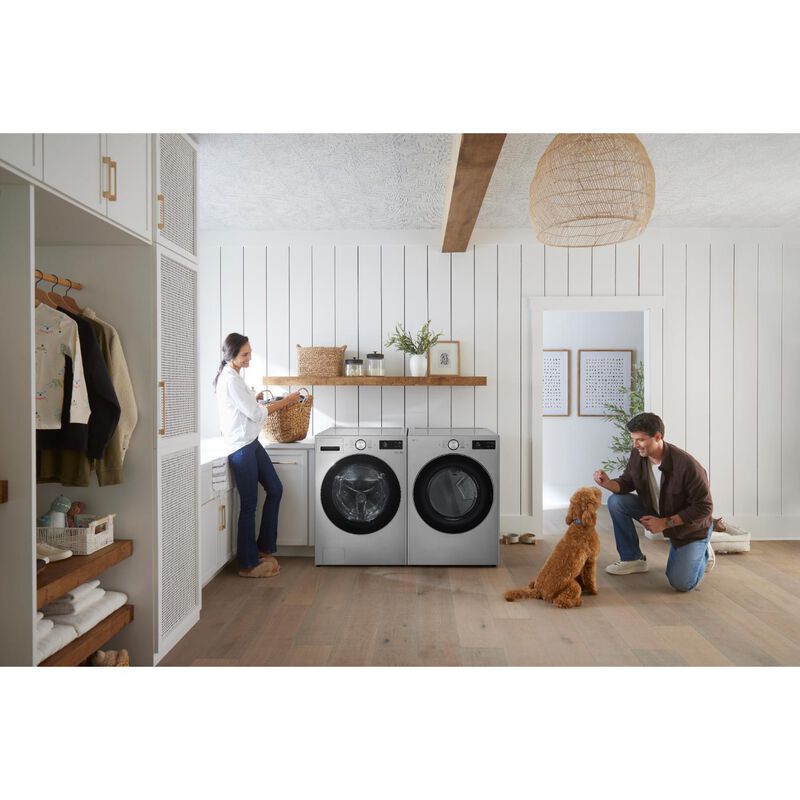 LG 27 in. 5.0 cu. ft. Smart Stackable Front Load Washer with TurboWash 360, AI DD Built-In Intelligence, Sanitize & Steam Cycle - Graphite Steel, , hires