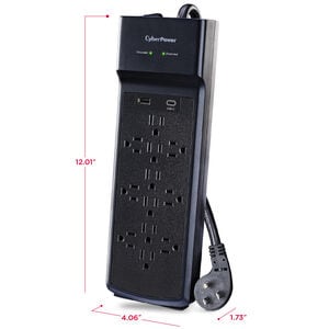 CyberPower P1208UC15BK Surge Protector - Black, , hires