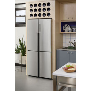 Haier 33 in. 16.8 cu. ft. Counter Depth 4-Door French Door Refrigerator - Stainless Steel, , hires