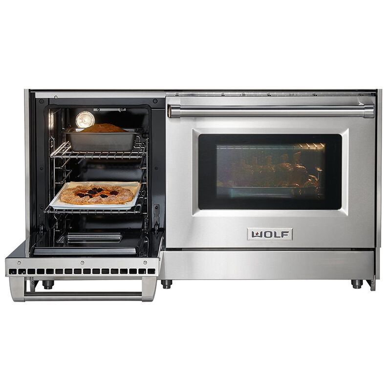 Wolf 48 in. 6.9 cu. ft. Standard Convection Double Oven Gas Range with 4 Sealed Burners & Griddle - Stainless Steel, , hires