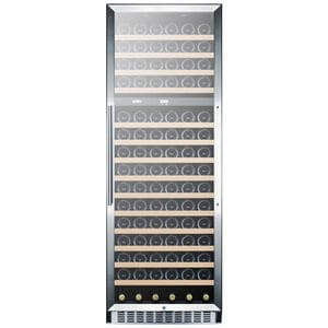 Summit 24 in. Wine Cooler with Wood Racks, Dual Temperature Zones & 160 Bottle Capacity - Stainless Steel, , hires