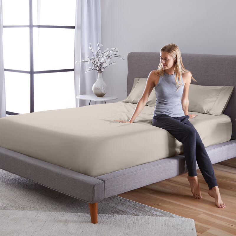 BEDGEAR Hyper-Cotton Performance Split Head Queen Size Sheet Set - Beige, , hires