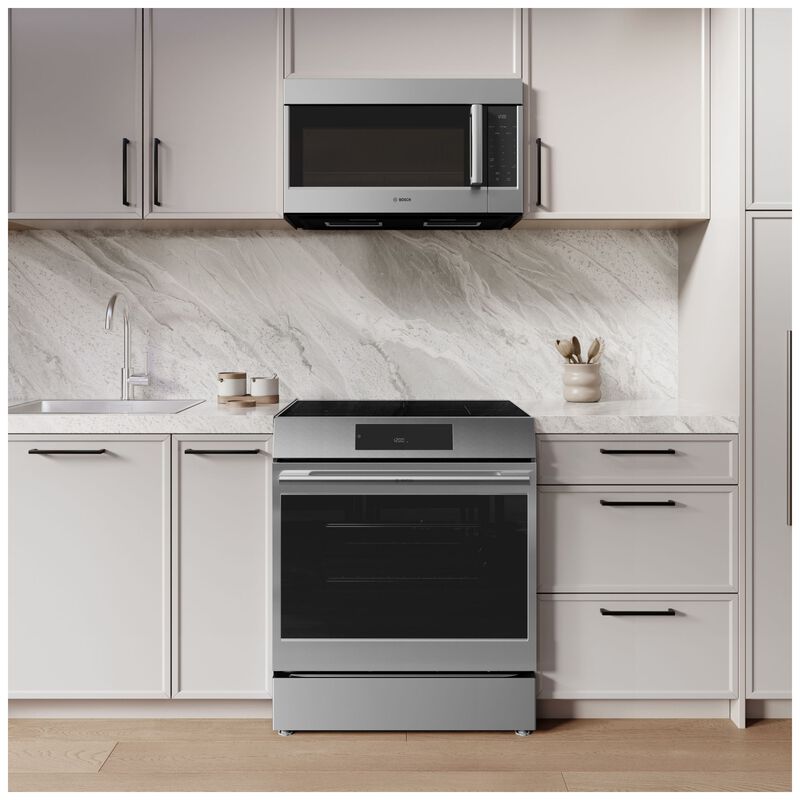 Bosch 500 Series 30 in. 5.8 cu. ft. Air-Fry Standard Convection Slide-In Electric Range with 4 Induction Burners - Stainless Steel, , hires