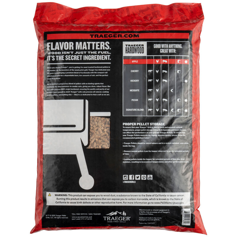 Traeger Apple Hardwood Pellets - 20 lb Bag, , hires