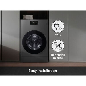 Samsung Bespoke 27 in. 5.3 cu. ft. Smart Electric Front Load Ventless All-in-One AI Combo with Heat Pump, Sanitize & Steam Cycle - Dark Steel, , hires